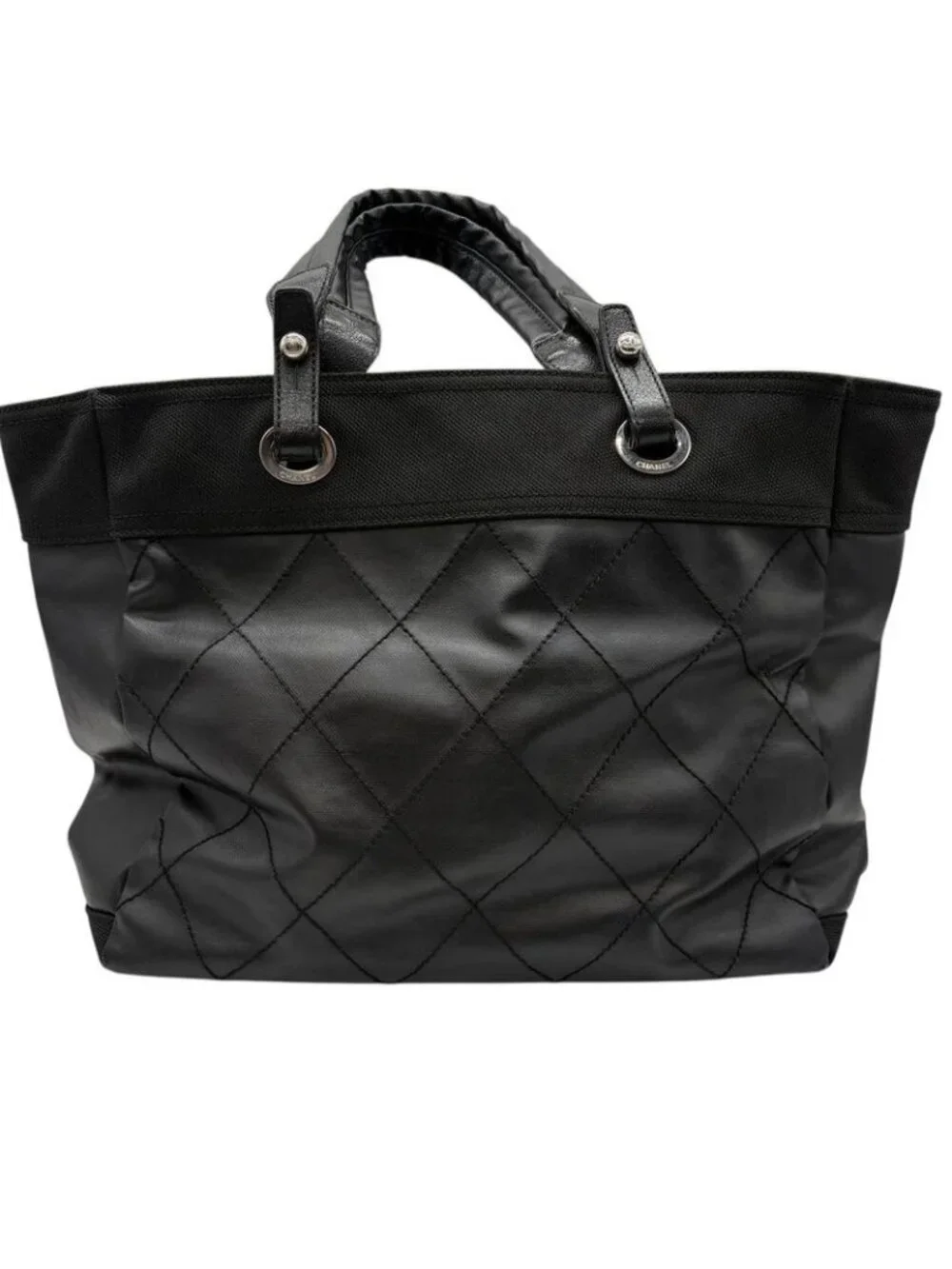 Chanel Tote Paris Biarritz MM Black Silver 3421 - Picture 3 of 15